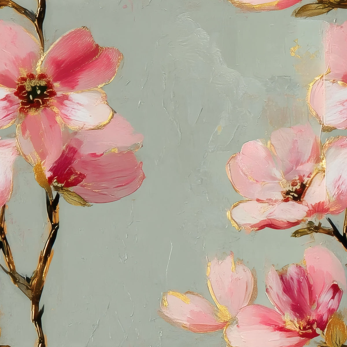 Sage Dogwood large scale wallpaper pattern repeat