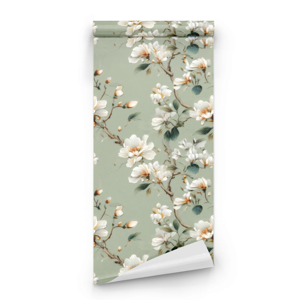 Roll of Sage Magnolia large scale wallpaper