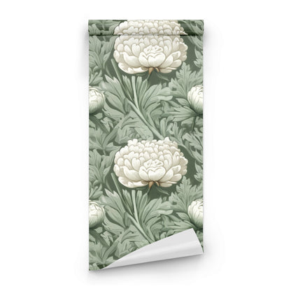 Roll of Sage Peony large scale wallpaper