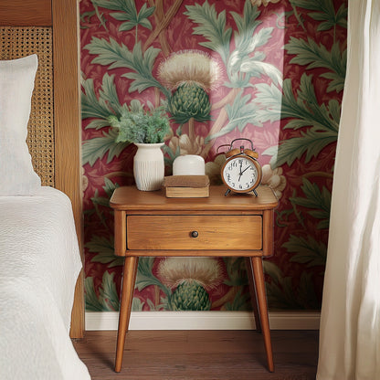 Sage Thistle large scale wallpaper in a styled room