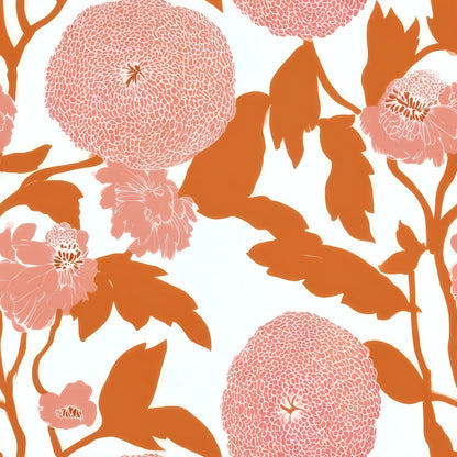 Salmon Chrysanthemum large scale wallpaper pattern repeat