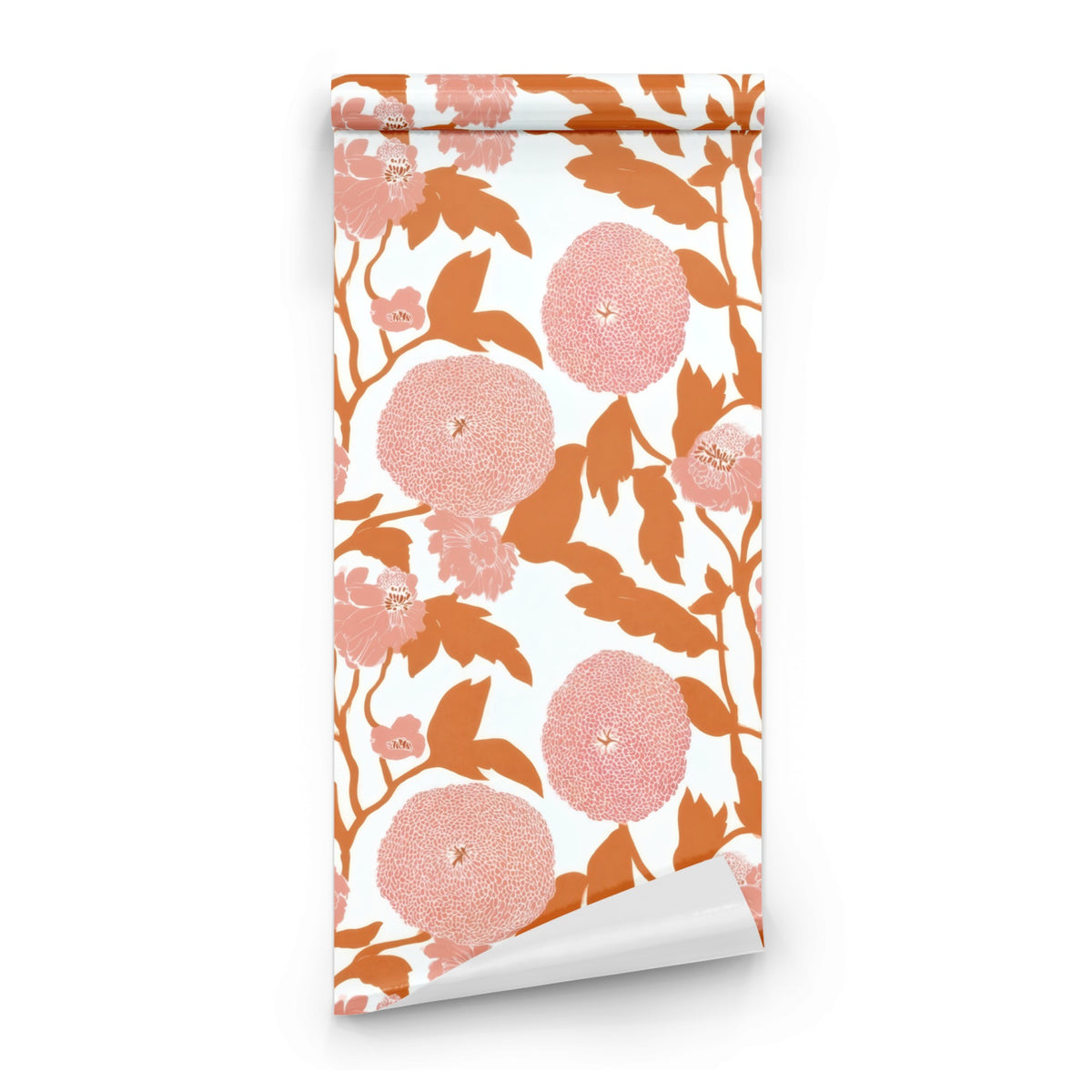 Roll of Salmon Chrysanthemum large scale wallpaper