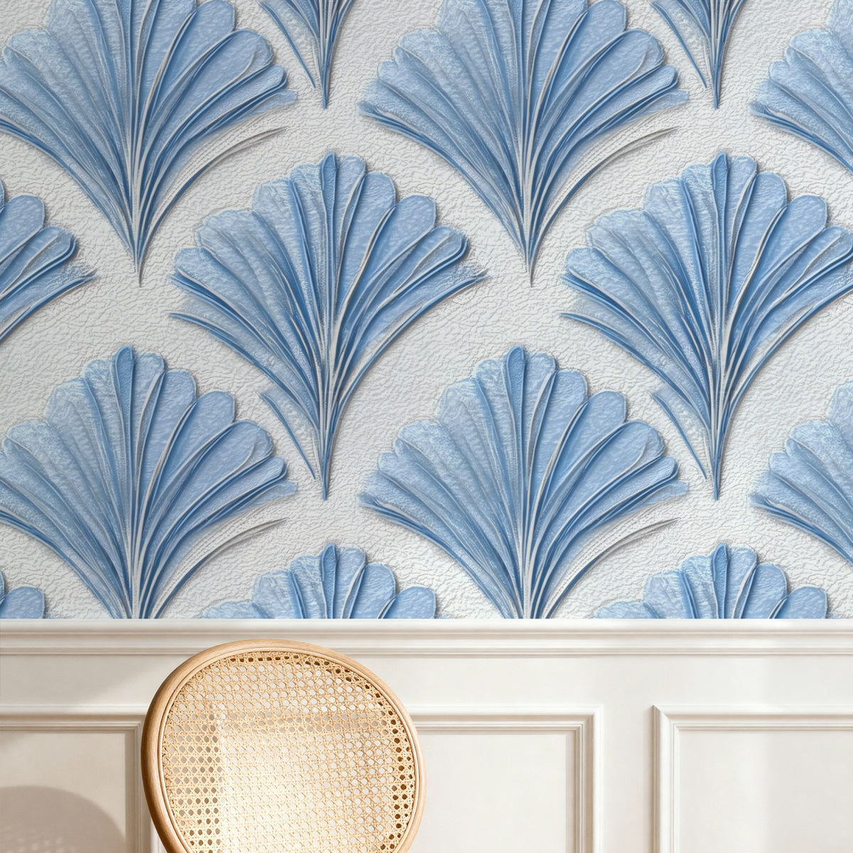 Scallop Fans large scale wallpaper in a styled room
