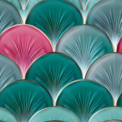 Scallop Tiles large scale wallpaper pattern repeat