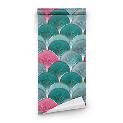 Roll of Scallop Tiles large scale wallpaper