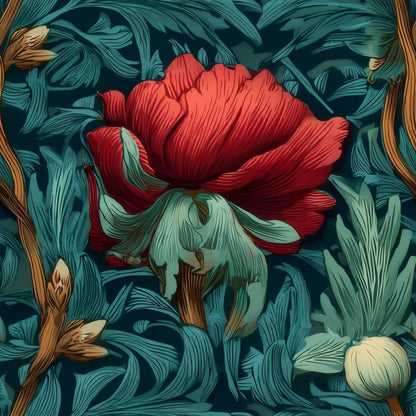 Scarlet Poppies large scale wallpaper pattern repeat