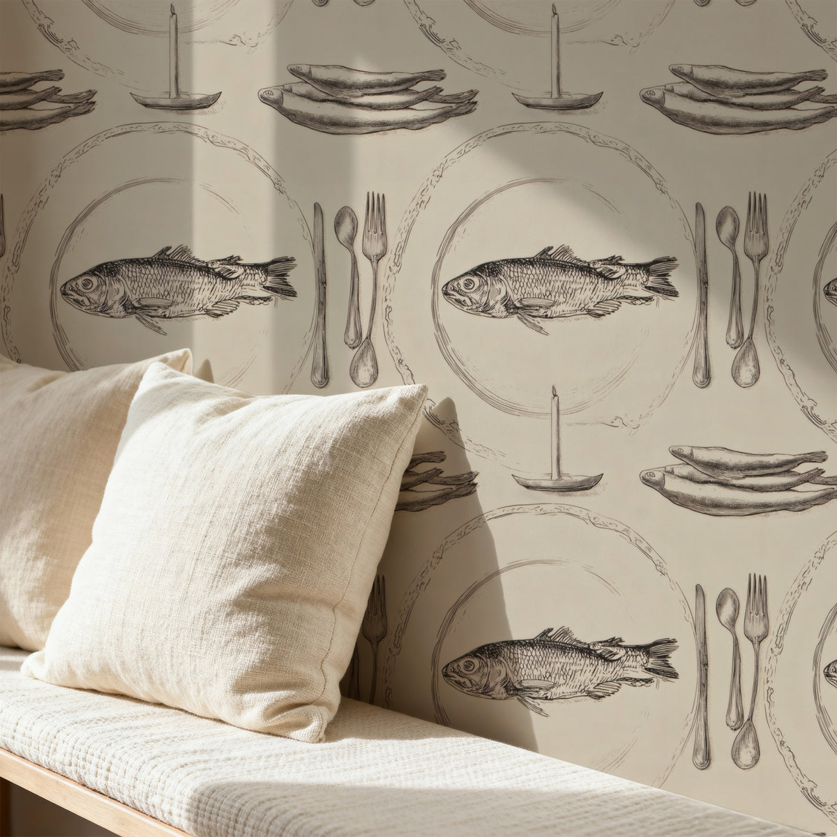 Set Table large scale wallpaper in a styled room