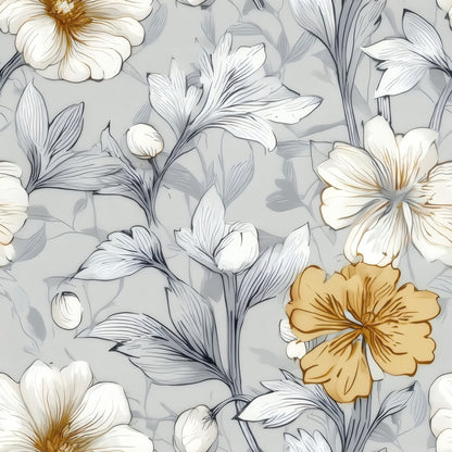 Silver Blossom large scale wallpaper pattern repeat