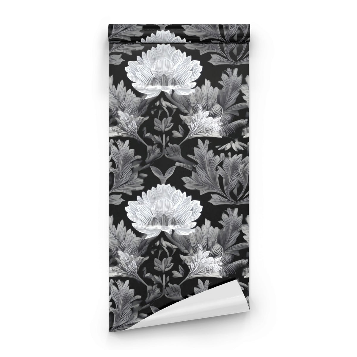 Roll of Silver Damask large scale wallpaper