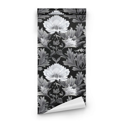 Roll of Silver Damask large scale wallpaper