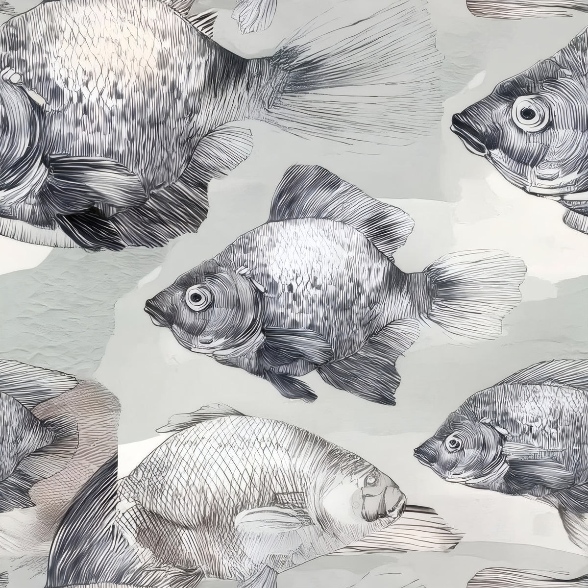 Silver Shoal large scale wallpaper pattern repeat
