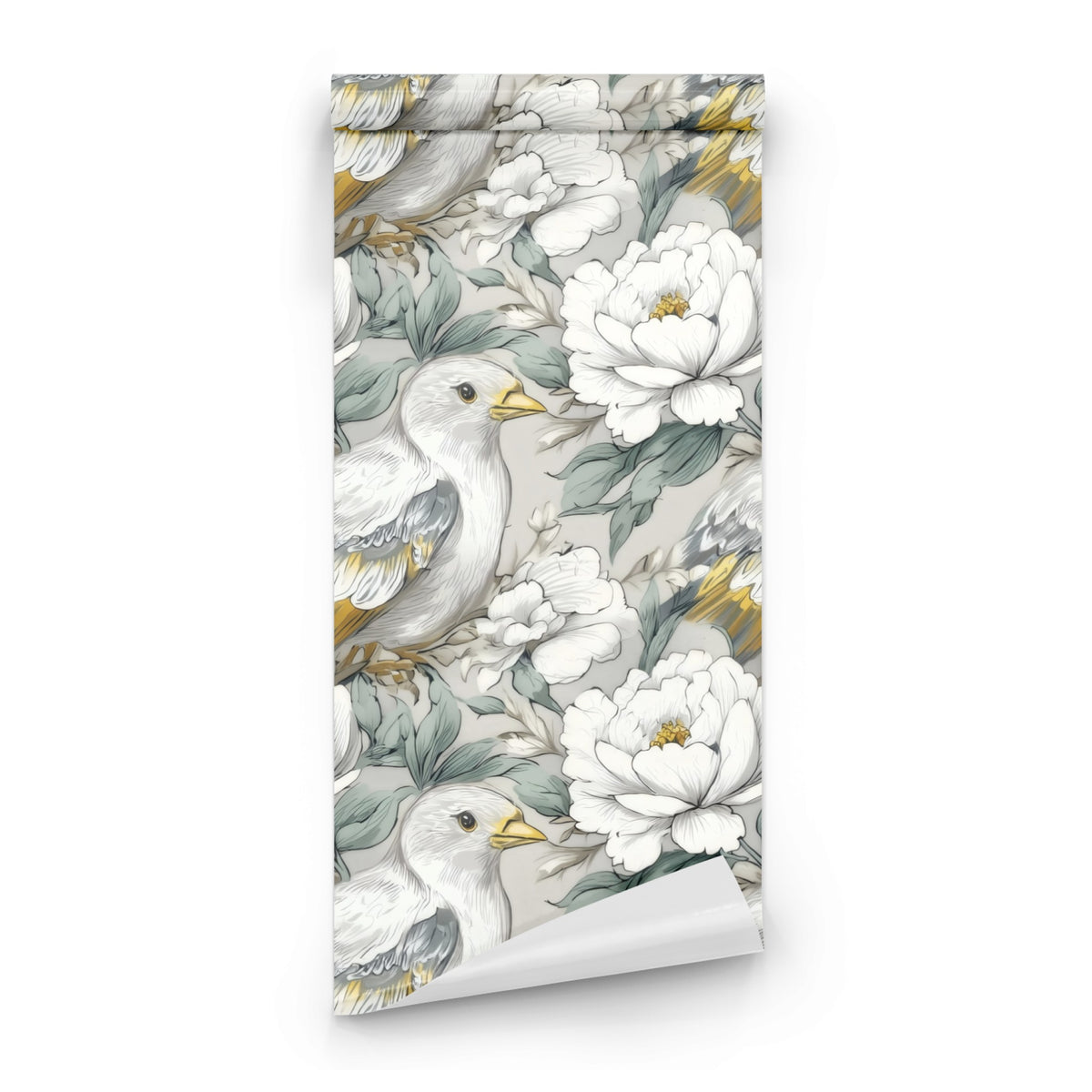 Roll of Silver Songbird large scale wallpaper