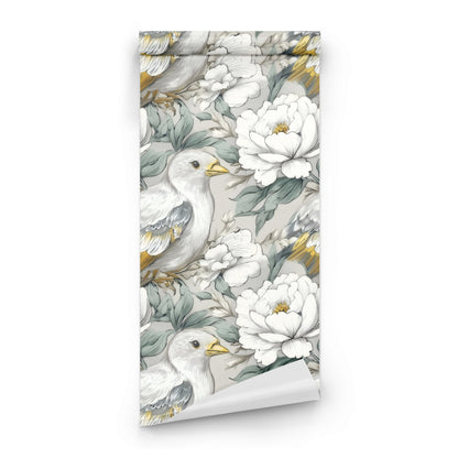Roll of Silver Songbird large scale wallpaper