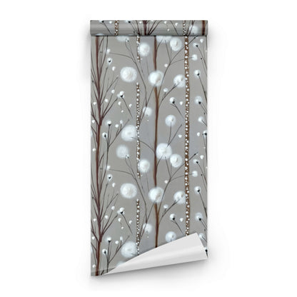 Roll of Silver Sprigs large scale wallpaper