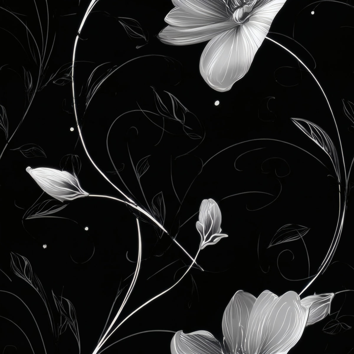 Silver Vine large scale wallpaper pattern repeat