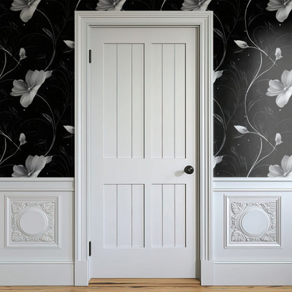 Silver Vine large scale wallpaper in a styled room