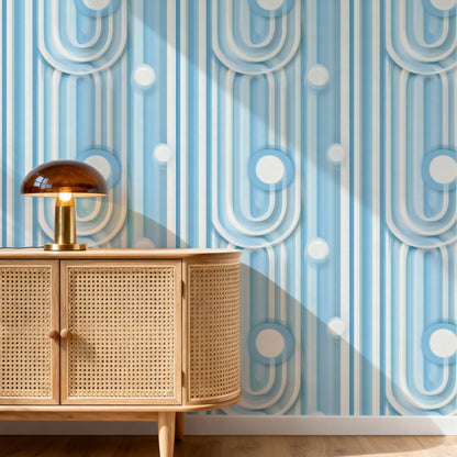 Sky Stripe large scale wallpaper in a styled room