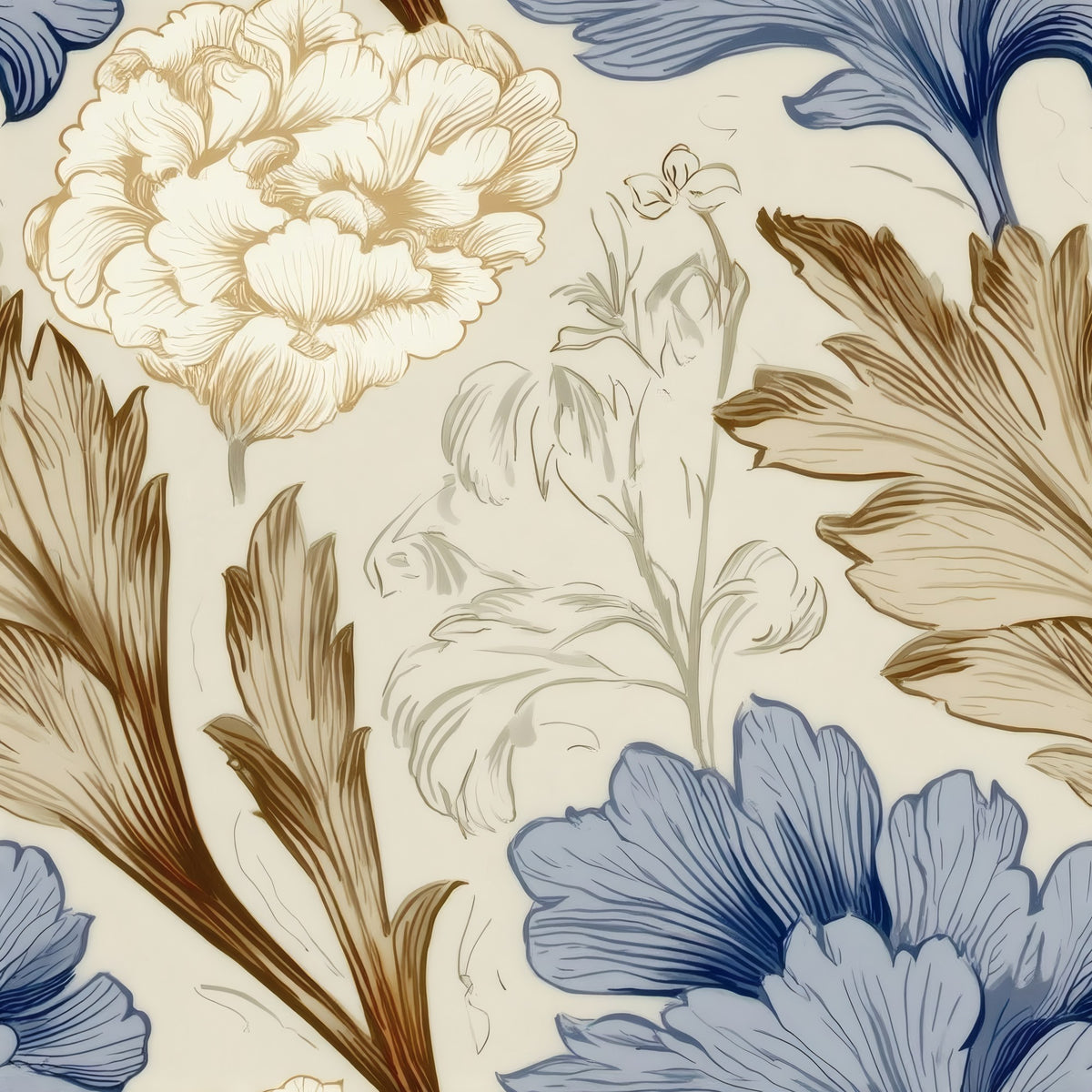 Slate Bloom large scale wallpaper pattern repeat