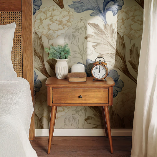 Slate Bloom large scale wallpaper in a styled room