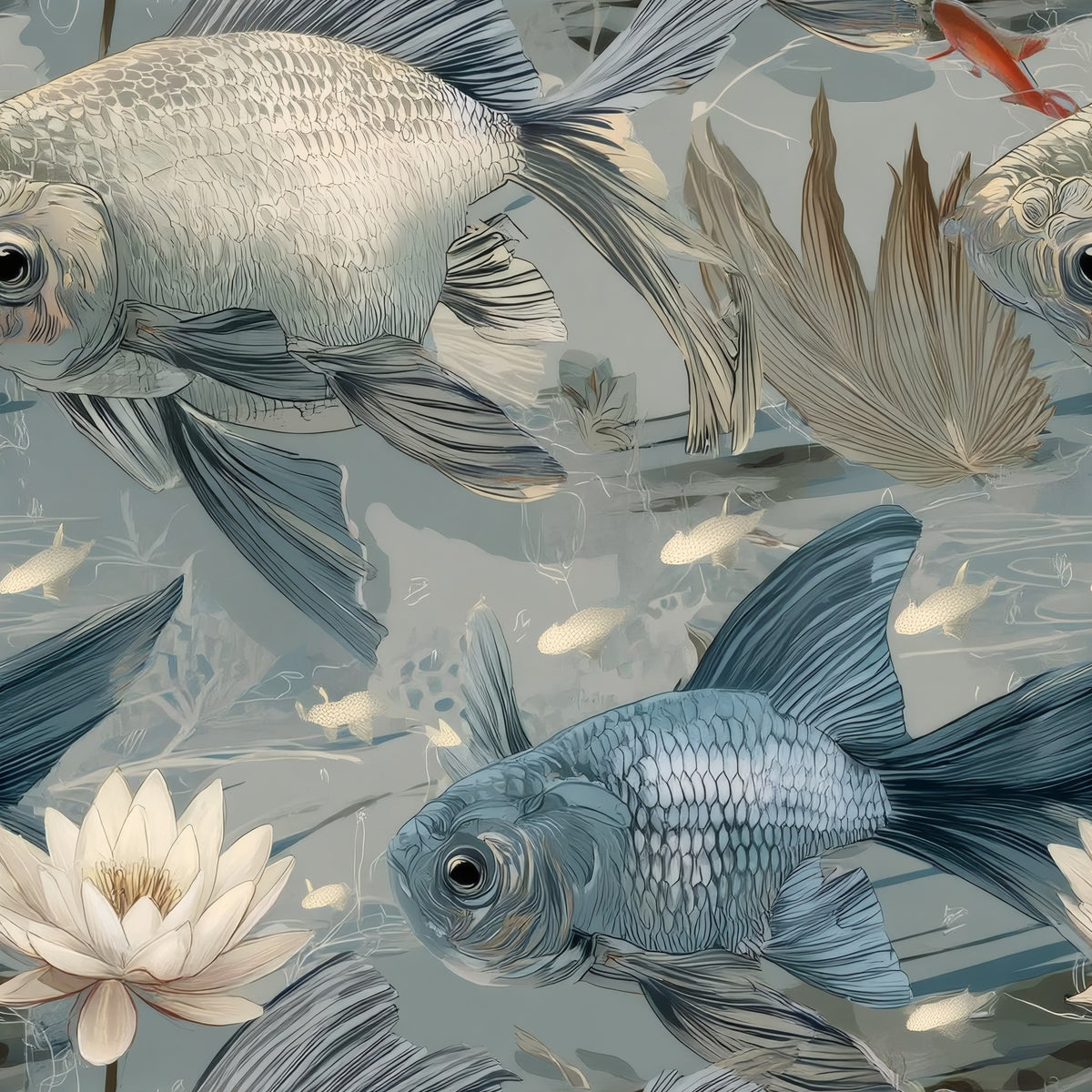Slate Fantail large scale wallpaper pattern repeat