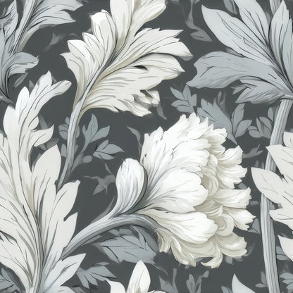Slate Peony large scale wallpaper pattern repeat