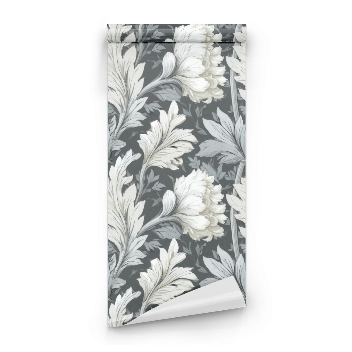 Roll of Slate Peony large scale wallpaper