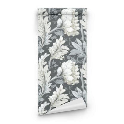 Roll of Slate Peony large scale wallpaper