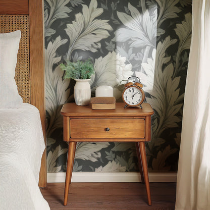 Slate Peony large scale wallpaper in a styled room
