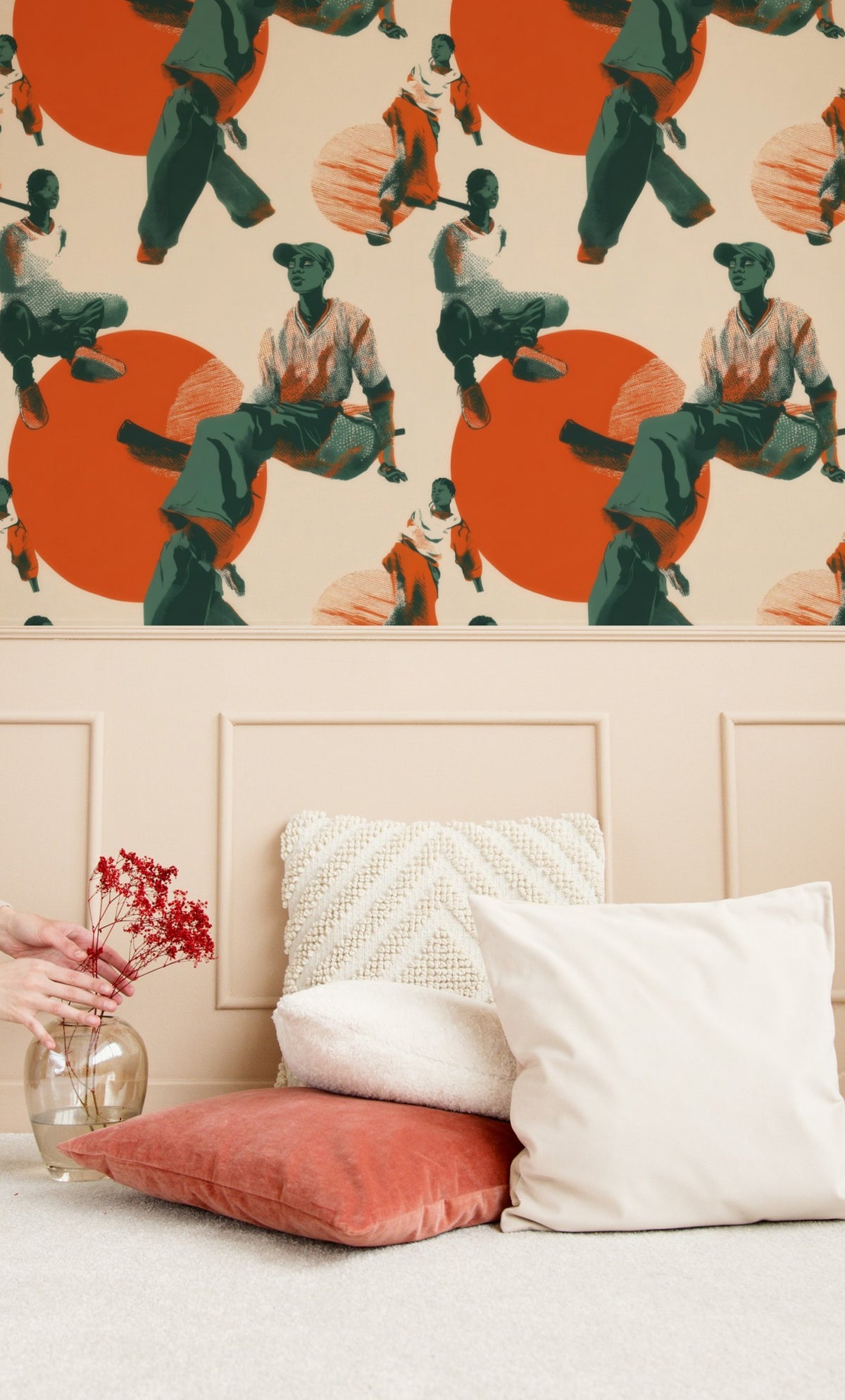 Sneaker Crew large scale wallpaper in a styled room