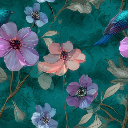 Songbird Blossom large scale wallpaper pattern repeat