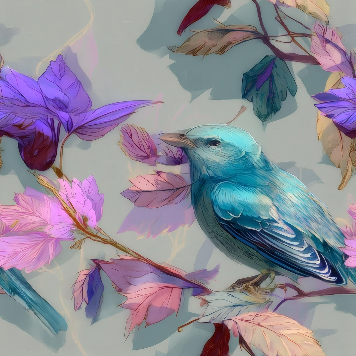 Songbird Branch large scale wallpaper pattern repeat