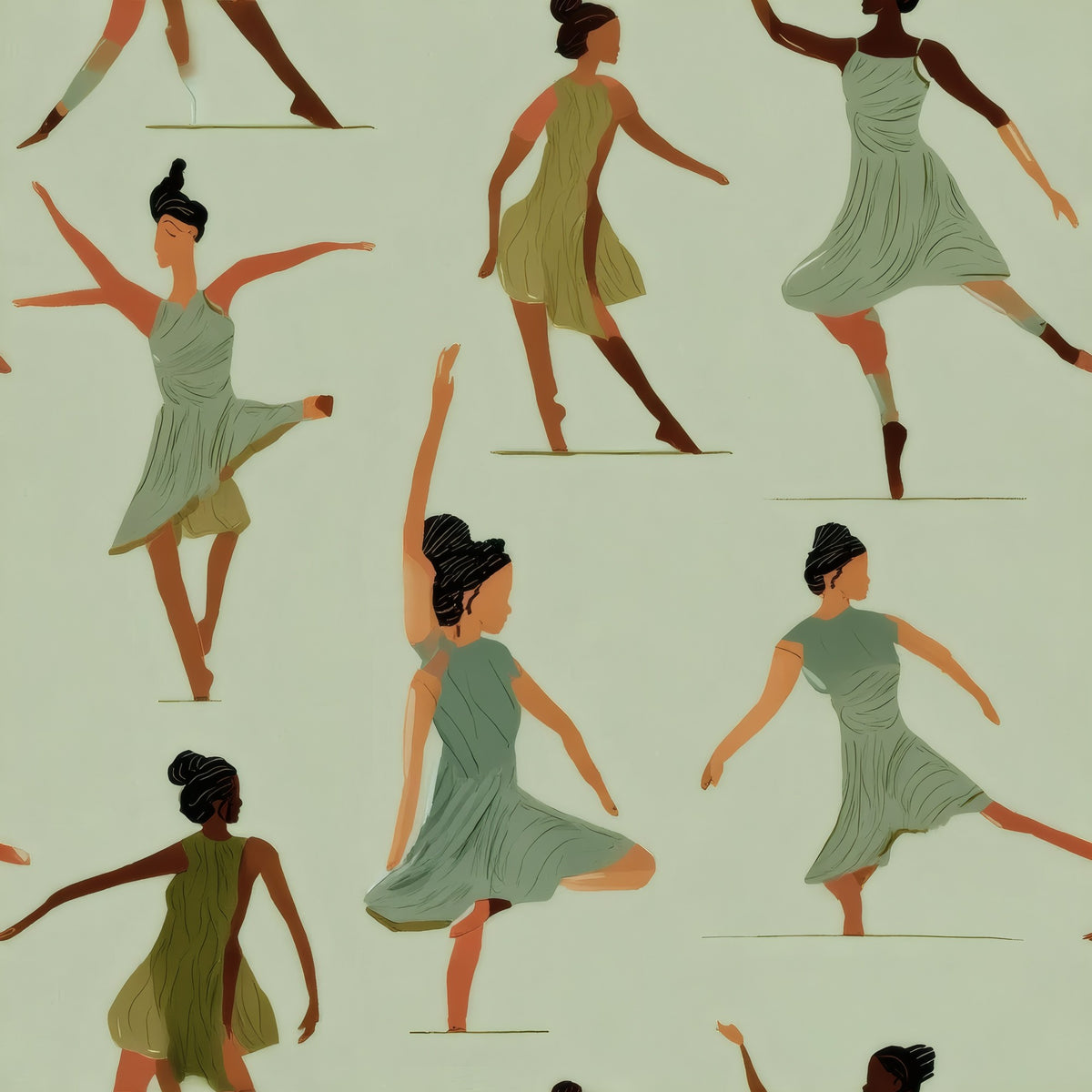 Spinning Ballerinas large scale wallpaper pattern repeat