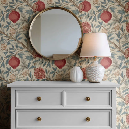 Split Pomegranate large scale wallpaper in a styled room