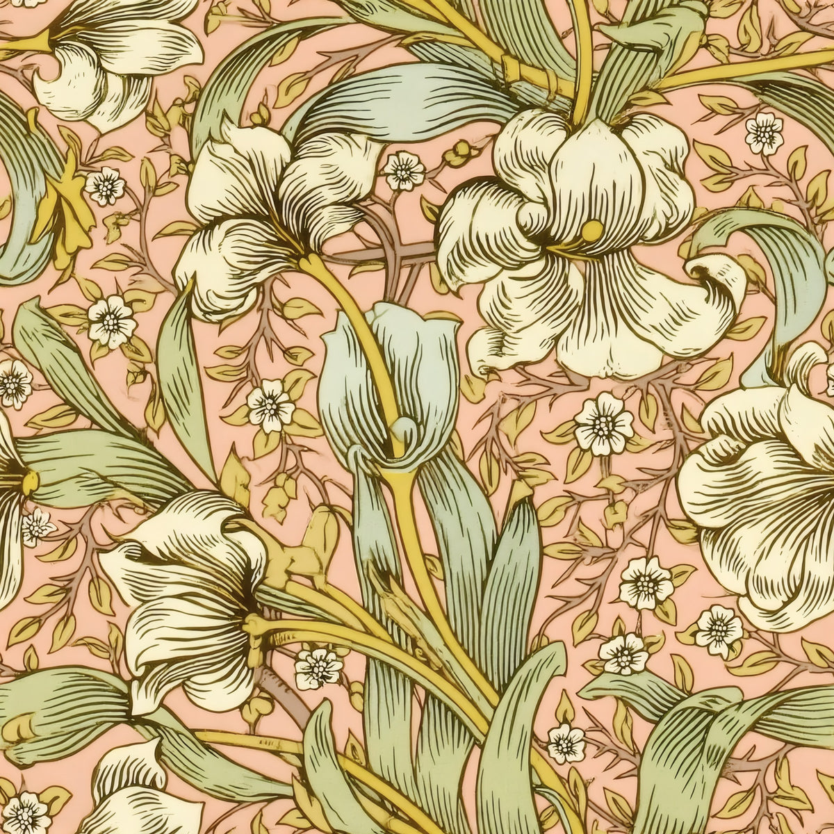 pink floral wallpaper | William Morris Spring Thicket Peach