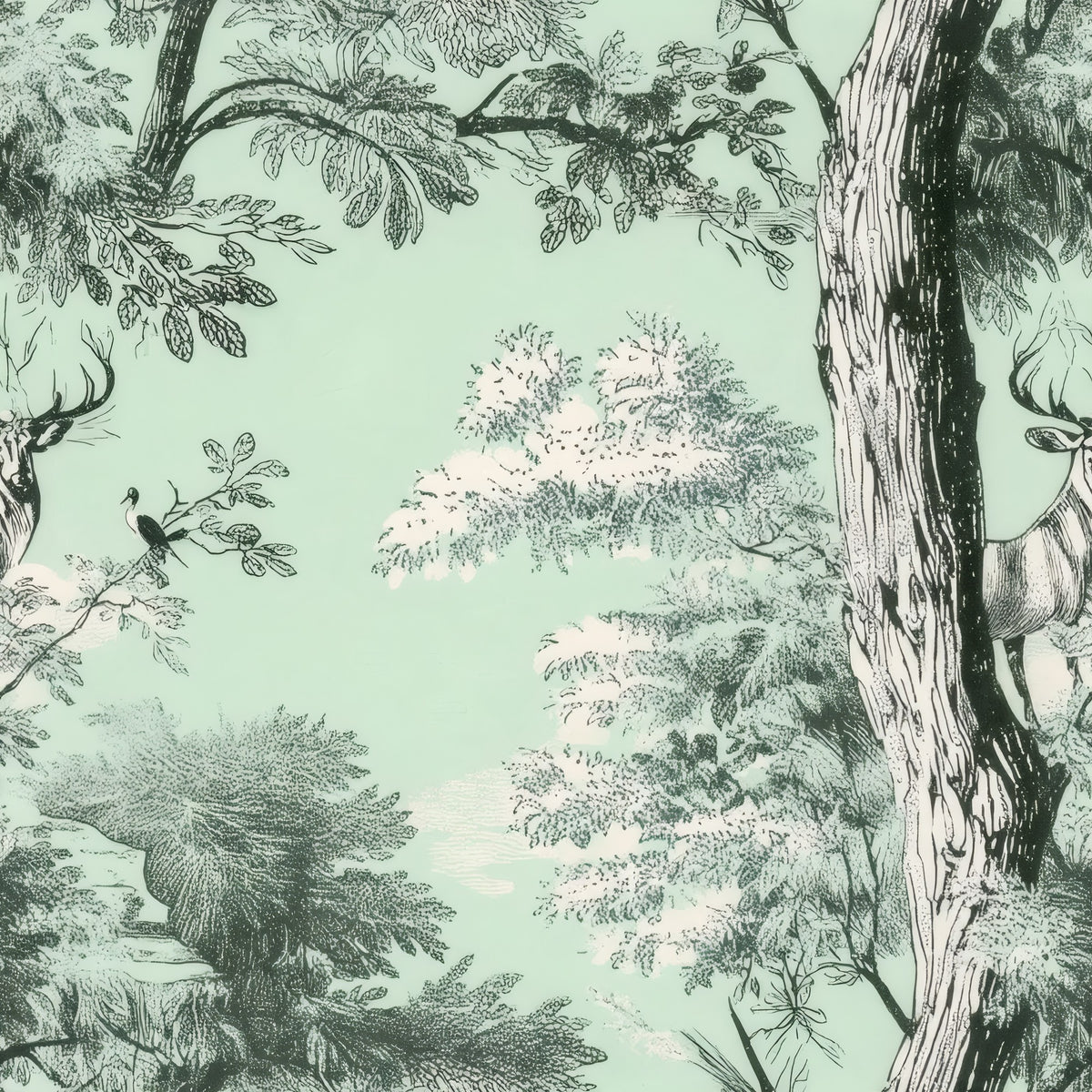 Stag Woodland large scale wallpaper pattern repeat