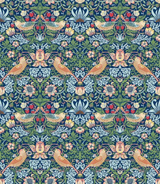 William Morris Strawberry Thief Blue Midnight Meadow