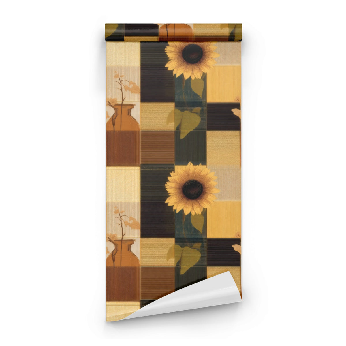 Roll of Sunflower Patchwork large scale wallpaper