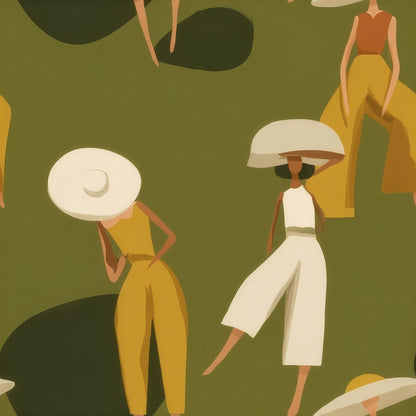 Sunhat Ladies large scale wallpaper pattern repeat