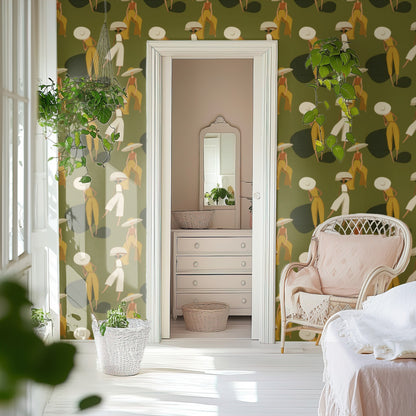 Sunhat Ladies large scale wallpaper in a styled room
