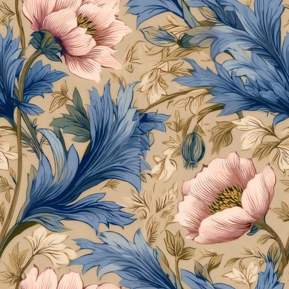 Tan Poppy large scale wallpaper pattern repeat