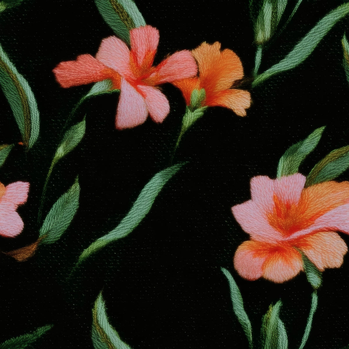 Tangerine Embroidery large scale wallpaper pattern repeat