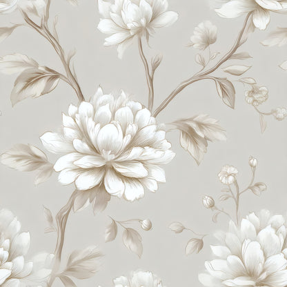 Taupe Blossom large scale wallpaper pattern repeat
