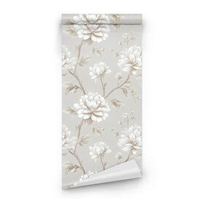 Roll of Taupe Blossom large scale wallpaper