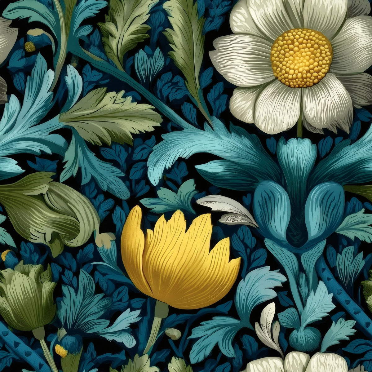 Teal Damask large scale wallpaper pattern repeat