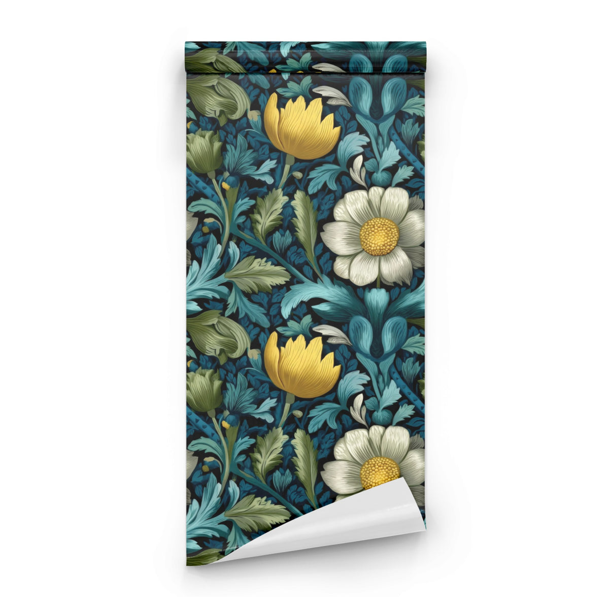 Roll of Teal Damask large scale wallpaper