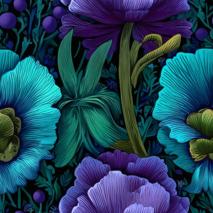 Teal Fronds large scale wallpaper pattern repeat