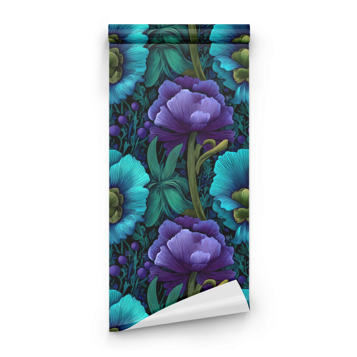 Roll of Teal Fronds large scale wallpaper
