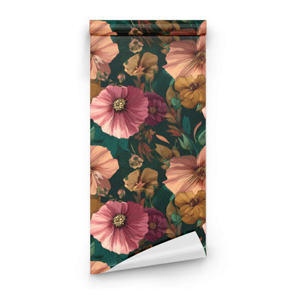 Roll of Teal Garden large scale wallpaper