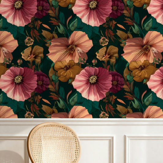Teal Garden large scale wallpaper in a styled room