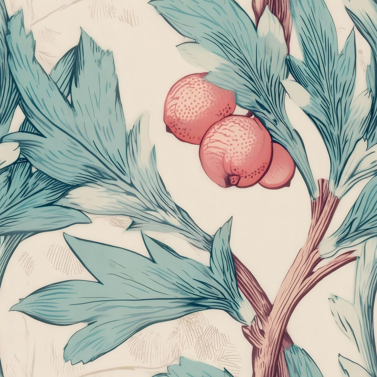 Teal Leaf large scale wallpaper pattern repeat